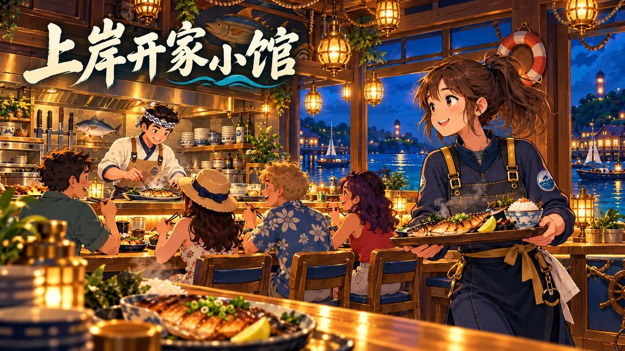 小馆待客推广插画