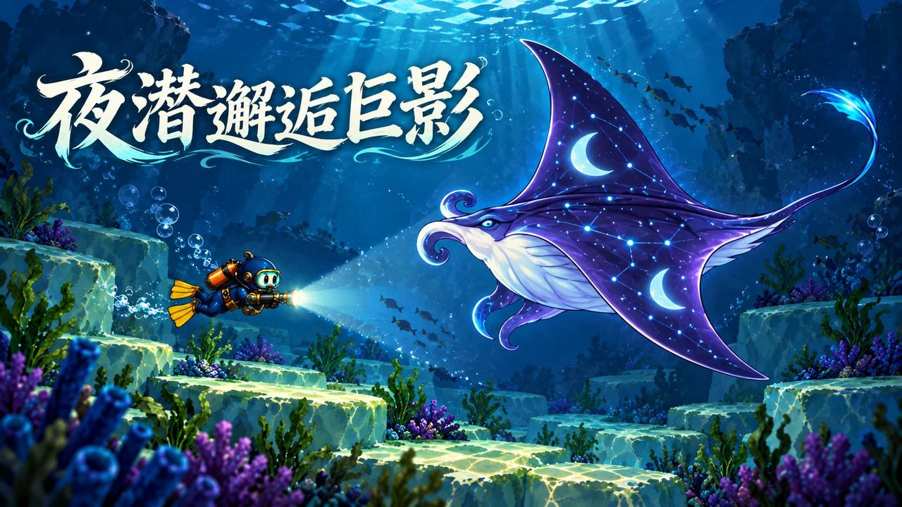 夜潜探险推广插画